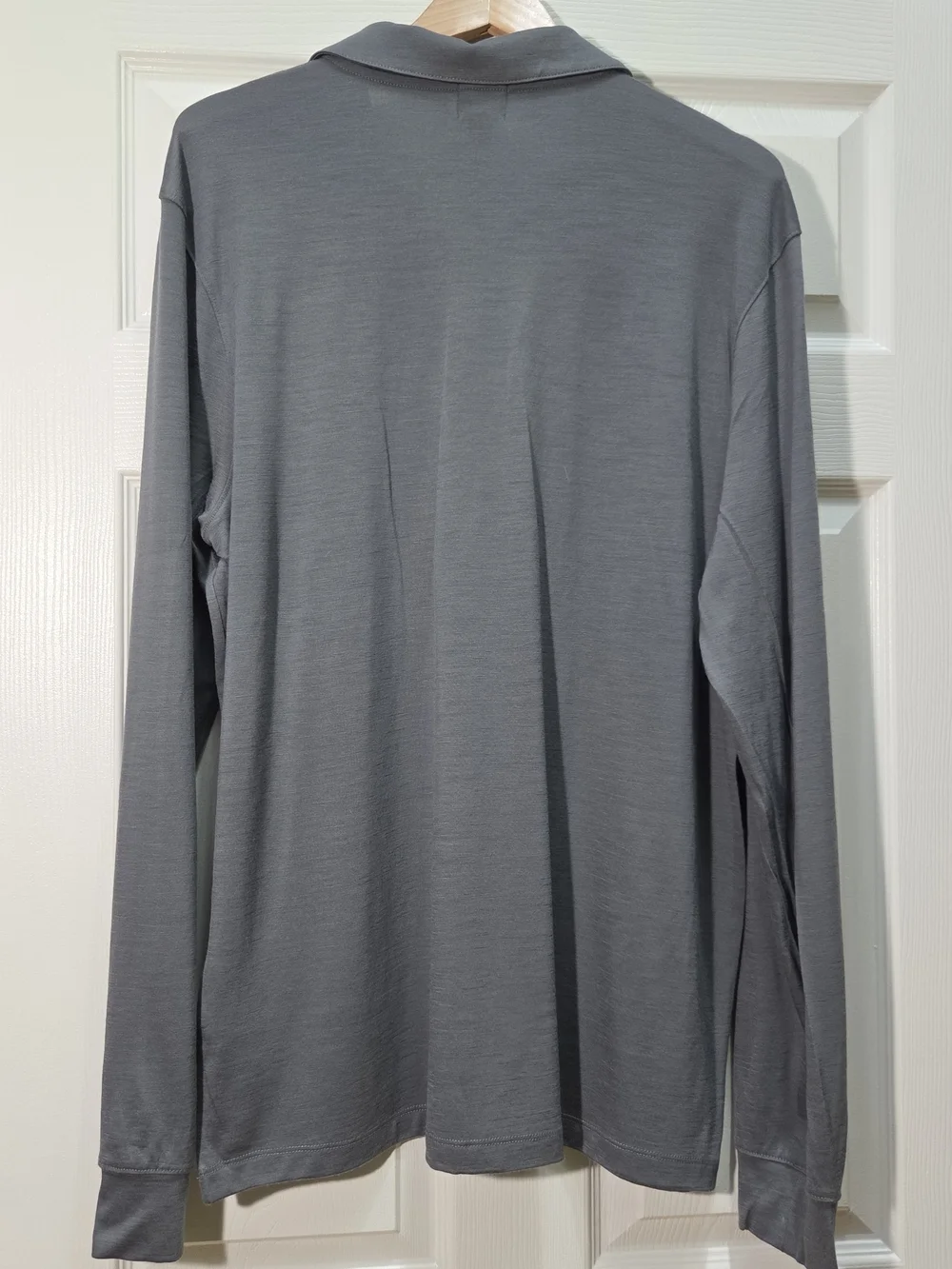 J. Crew Men's Merino Wool Long-Sleeve Polo in Grey Sz L